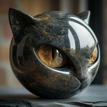 Lunaris - Sculptuur van mystieke zwarte kattenkop