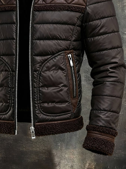 Vanhouten™ | Donkere Gevoerde Jas Met Warme Sherpa Kraag