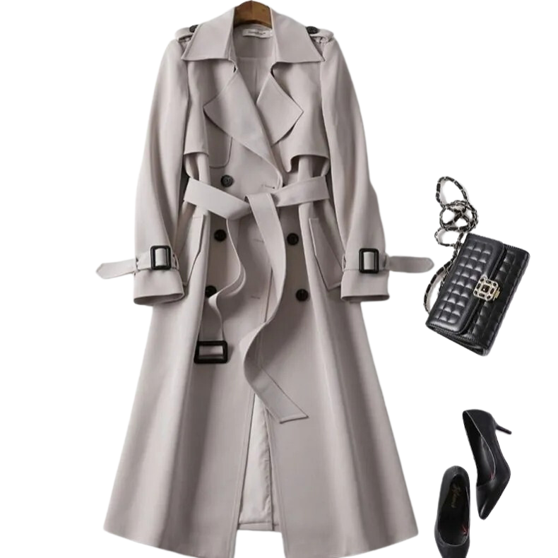 Christai | Dames Lange Trenchcoat | Knoopjasje