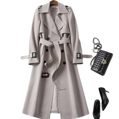Christai | Dames Lange Trenchcoat | Knoopjasje