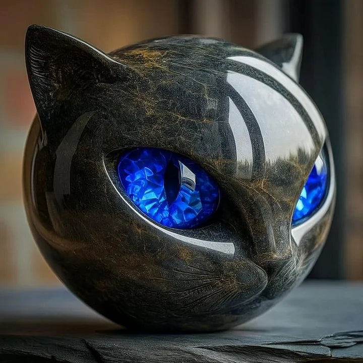 Lunaris - Sculptuur van mystieke zwarte kattenkop