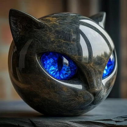 Lunaris - Sculptuur van mystieke zwarte kattenkop