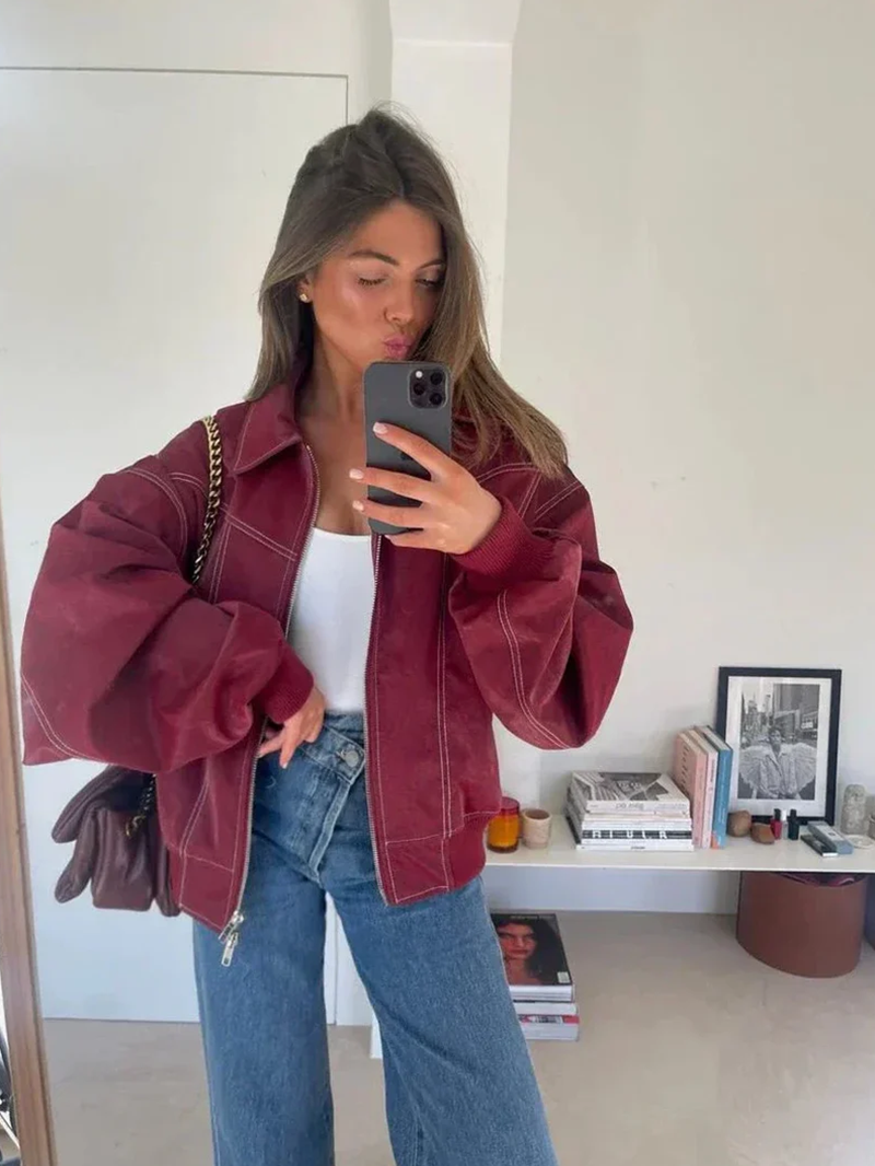 Oversized Contrast Jas