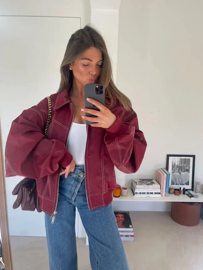 Oversized Contrast Jas