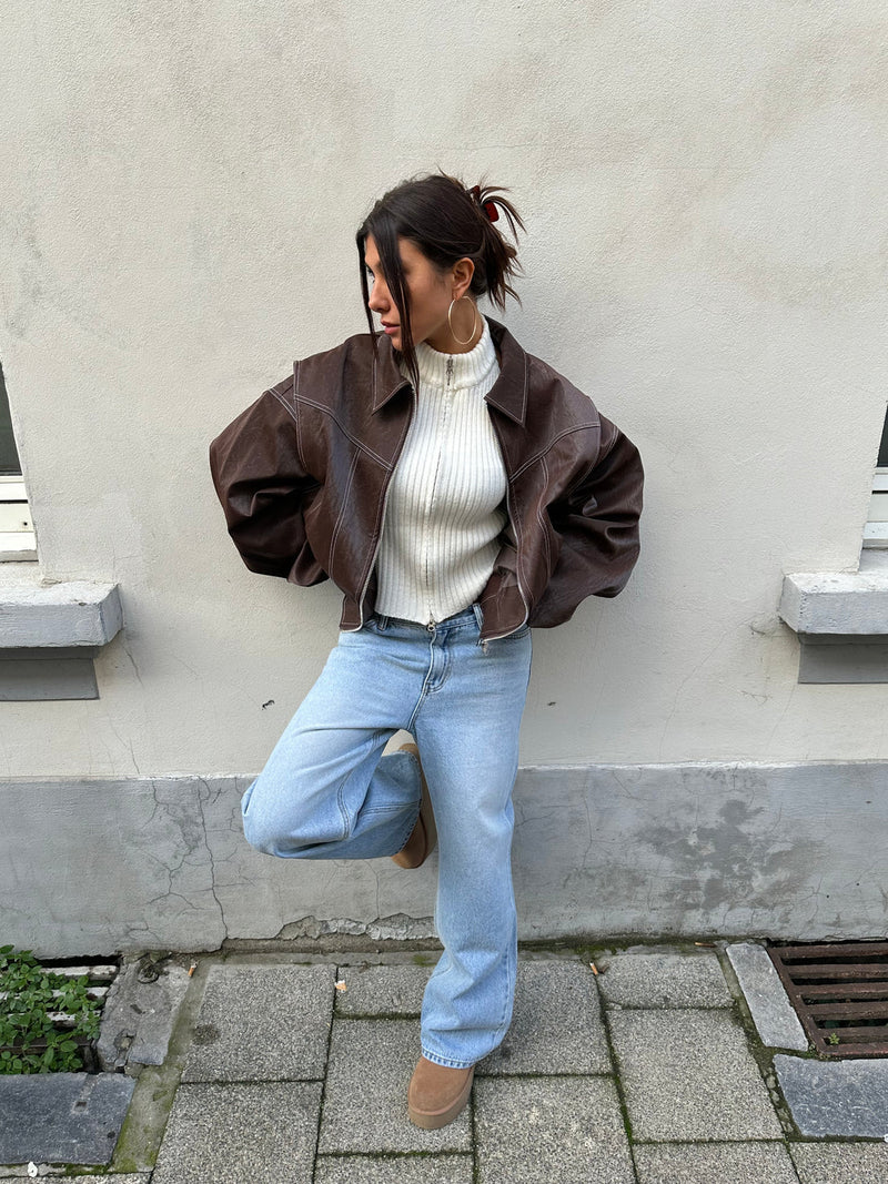 Oversized Contrast Jas