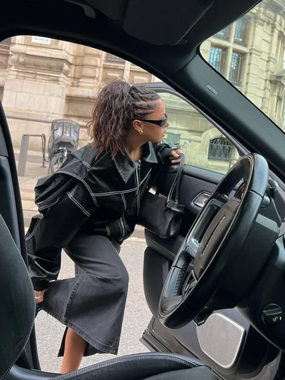 Oversized Contrast Jas