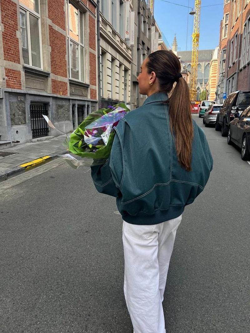 Oversized Contrast Jas