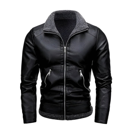Léo™ | Elegante leren jas gevoerd met fleece