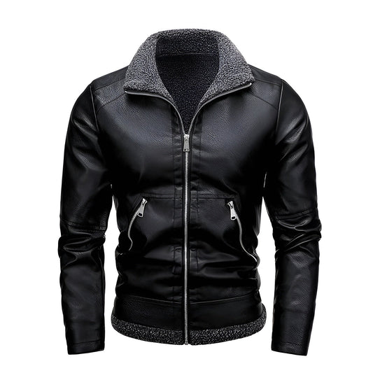 Léo™ | Elegante leren jas gevoerd met fleece
