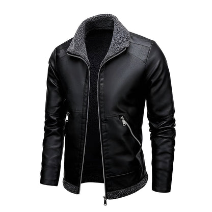 Léo™ | Elegante leren jas gevoerd met fleece