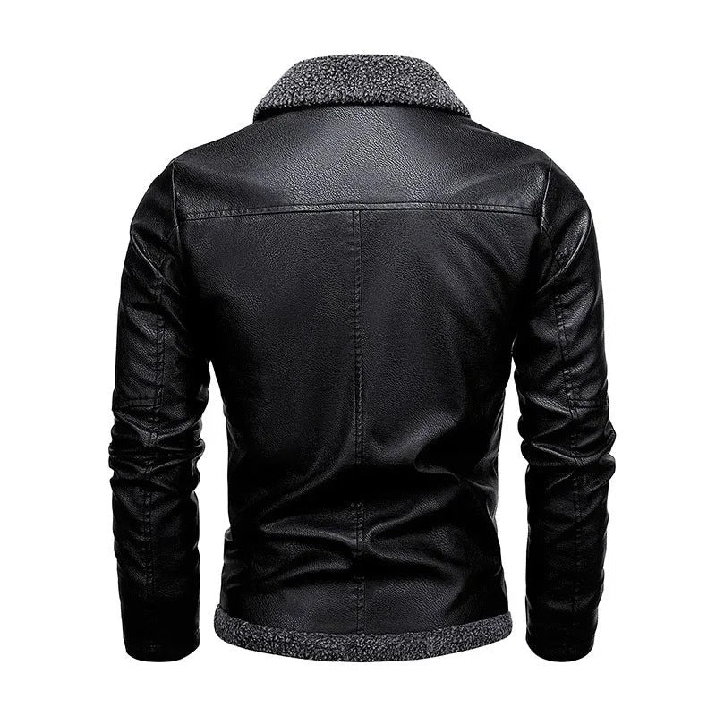Léo™ | Elegante leren jas gevoerd met fleece