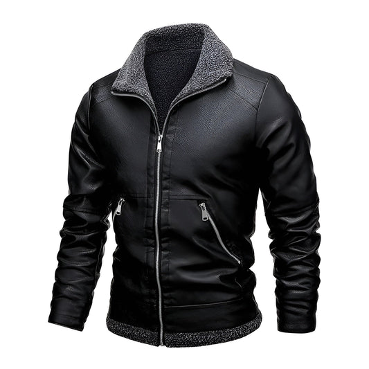 Léo™ | Elegante leren jas gevoerd met fleece