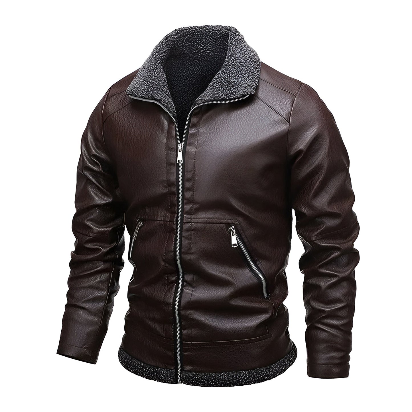 Léo™ | Elegante leren jas gevoerd met fleece