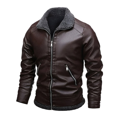 Léo™ | Elegante leren jas gevoerd met fleece