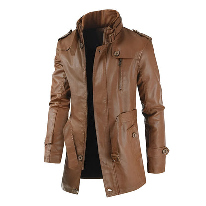 Adrien™ | Elegante Lange Leren Jas voor Heren