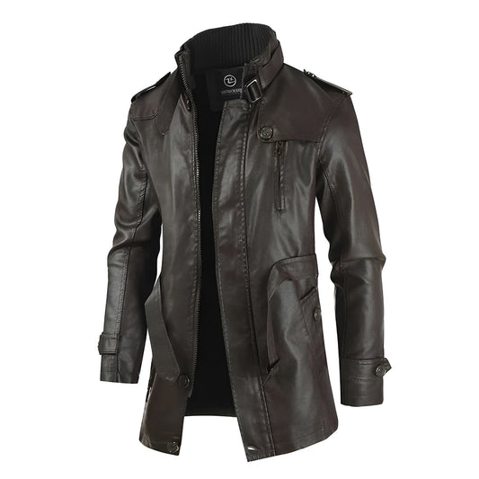 Adrien™ | Elegante Lange Leren Jas voor Heren