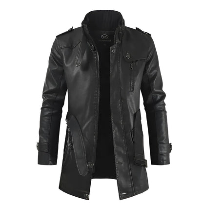 Adrien™ | Elegante Lange Leren Jas voor Heren
