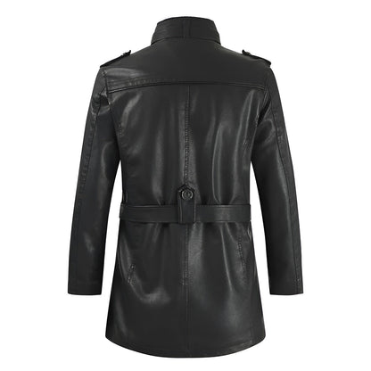 Adrien™ | Elegante Lange Leren Jas voor Heren
