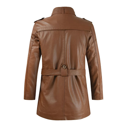 Adrien™ | Elegante Lange Leren Jas voor Heren