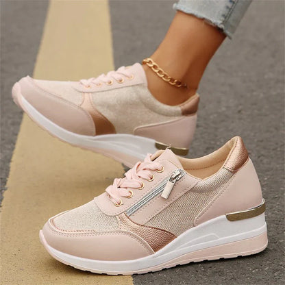 Nieuwe orthopedische sneakers met veters en ritssluiting aan de zijkant voor dames