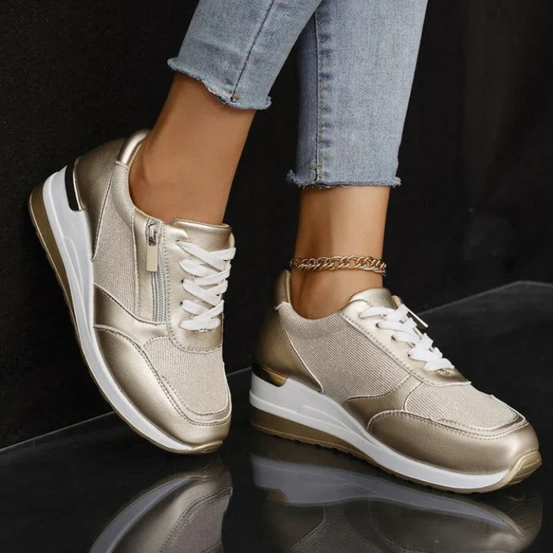 Nieuwe orthopedische sneakers met veters en ritssluiting aan de zijkant voor dames