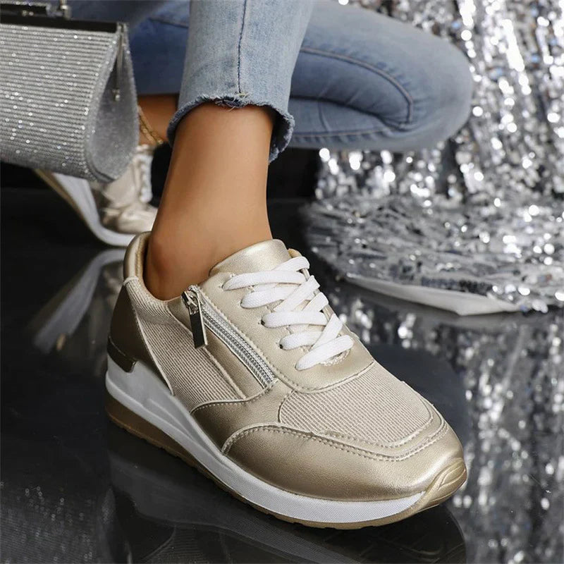 Nieuwe orthopedische sneakers met veters en ritssluiting aan de zijkant voor dames